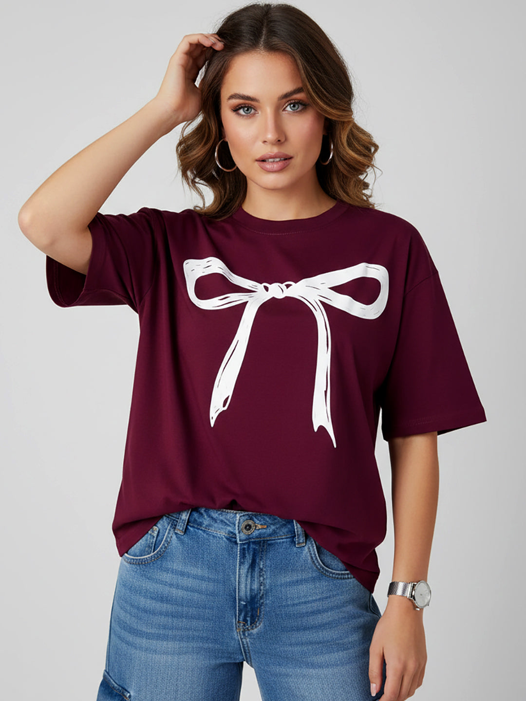 BOW OVER SIZED T-SHIRT