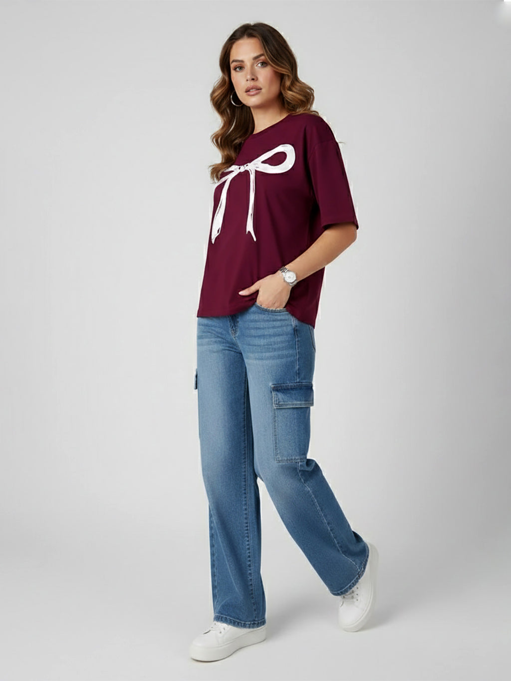 BOW OVER SIZED T-SHIRT