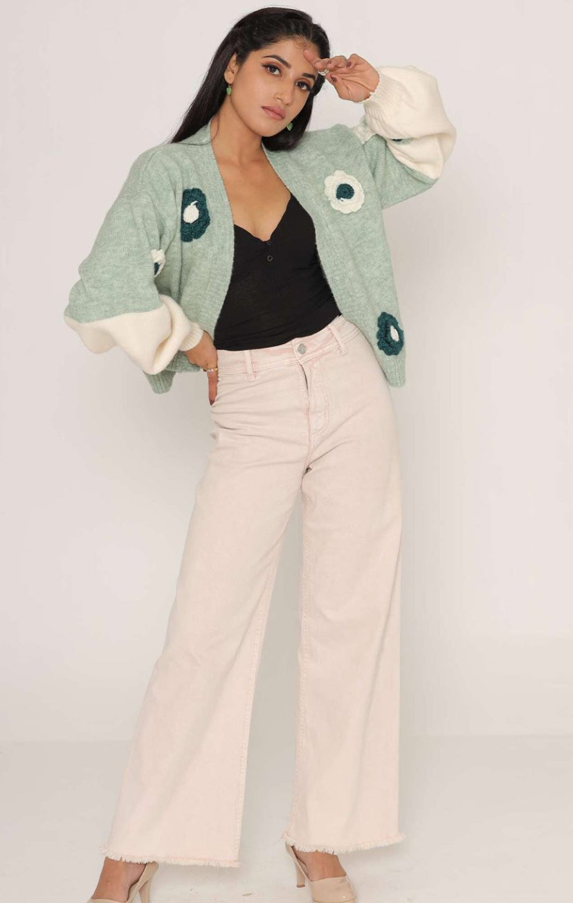 Front open Crochet Pullover